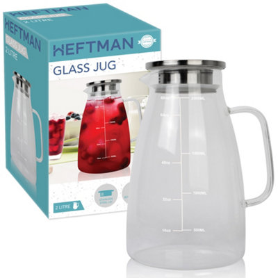 HEFTMAN Glass Jug & Lid Heat Resistant - 2L