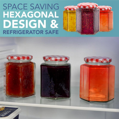 HEFTMAN Hexagonal Jam Jars 480ml - 24 Pack