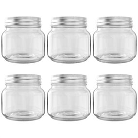 HEFTMAN Mason Glass Jars - 6 Pack (250Ml)