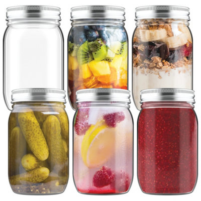 HEFTMAN Mason Glass Jars - 6 Pack (500Ml)