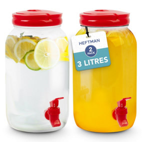 HEFTMAN Plastic Drinks Dispenser 3L Rose Red - 2 Pack
