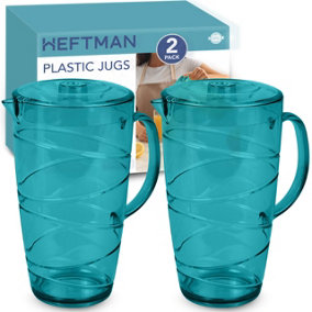 HEFTMAN Plastic Swirl Jugs 2 Litre Blue- 2 Pack