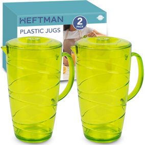 HEFTMAN Plastic Swirl Jugs 2 Litre Green - 2 Pack