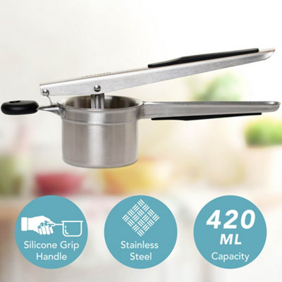 2-Pack Stainless Steel Potato Masher With Soft Grip Plastic Handle – Easy Veggie Presser