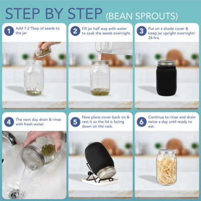 HEFTMAN Seed Sprouting Jar Kit - 2 Pack - 6