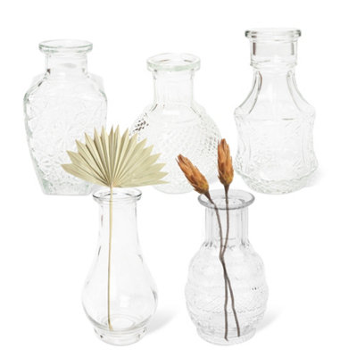 HEFTMAN Small Glass Vintage Vase - Set Of 5 - 3
