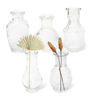 HEFTMAN Small Glass Vintage Vase - Set Of 5