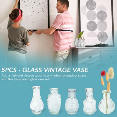 HEFTMAN Small Glass Vintage Vase - Set Of 5 - 6