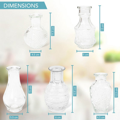 HEFTMAN Small Glass Vintage Vase - Set Of 5 - 7
