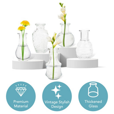HEFTMAN Small Glass Vintage Vase - Set Of 5 - 8