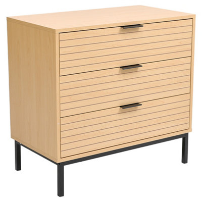 Height 690mm 3 Drawer Wooden Bedside Table Wood Color Cabinet Bedroom Furniture Storage Nightstand