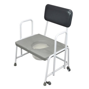 Height Adjustable Bariatric Commode Chair - 7.5 Litre Pail - 254kg Weight Limit