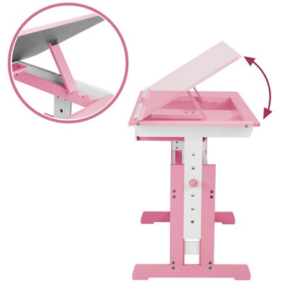 Height-adjustable desk + filing cabinet - rose