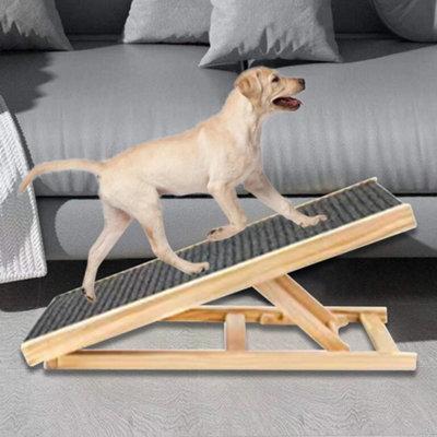 Height Adjustable Dog Ramp, Foldable Stairs with Safe Non-Slip Platform