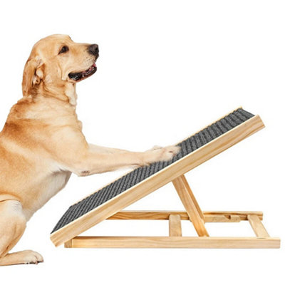 Height Adjustable Dog Ramp, Foldable Stairs with Safe Non-Slip Platform