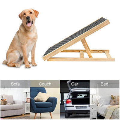 Height Adjustable Dog Ramp, Foldable Stairs with Safe Non-Slip Platform