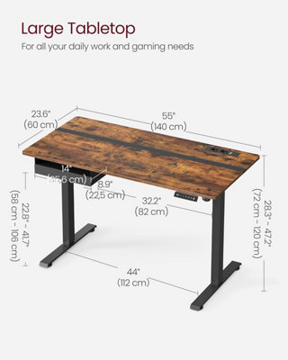 Height Adjustable Electric Standing Desk, 60 x 140 cm Desktop ...