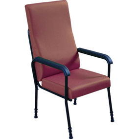 Height Adjustable Ergonomic Lounge Chair - High Backed - Brown Upholstery