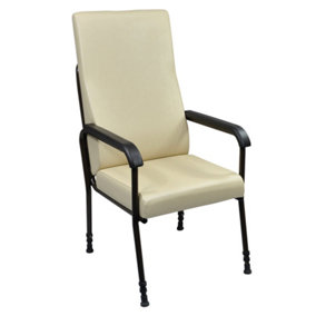 Height Adjustable Ergonomic Lounge Chair - High Backed - Cream Upholstery