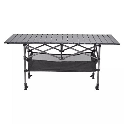 Height-Adjustable Folding Camping Table Roll-up Picnic Table with ...