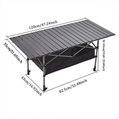 Height-Adjustable Folding Camping Table Roll-up Picnic Table with ...