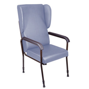 Height Adjustable High Backed Lounge Chair - Blue Upholstery - 450 570mm Height