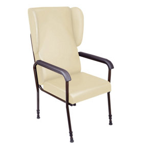 Height Adjustable High Backed Lounge Chair - Cream Upholstery - 450 570mm Height
