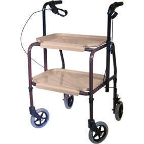 Height Adjustable Kitchen Trolley with Brakes - Clip on Trays - 840 1020mm