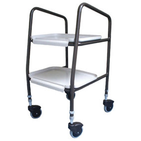 Height Adjustable Meal Trolley - Clip on Trays - Large 100mm Castors - 790 930mm