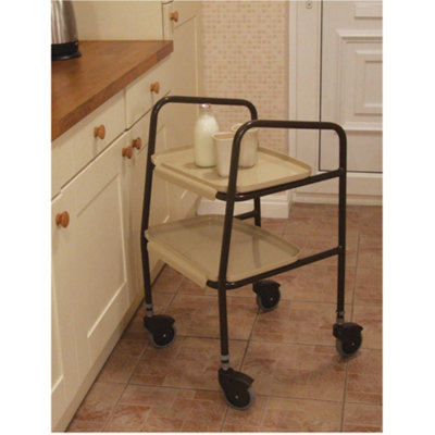 Height Adjustable Meal Trolley - Clip on Trays - Large 100mm Castors - 790 930mm