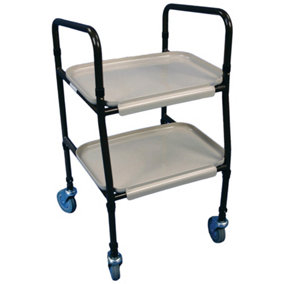 Height Adjustable Meal Trolley - Clip on Trays - Tubular Steel Frame - 850 955mm