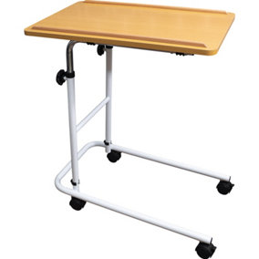 Height Adjustable Overbed Table - Four Castors Included - 600 x 400mm Surface