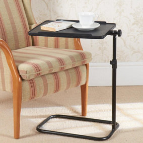 Height Adjustable & Pivoting Side Table with Black Metal Frame - Ideal for Reading, Laptops, Meals, Crafts - H46-72 x W42 x D31cm