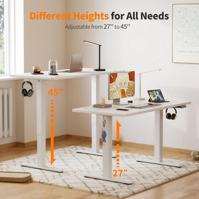 Height Adjustable White Electric Desk Stand Up Desk for Home & Office