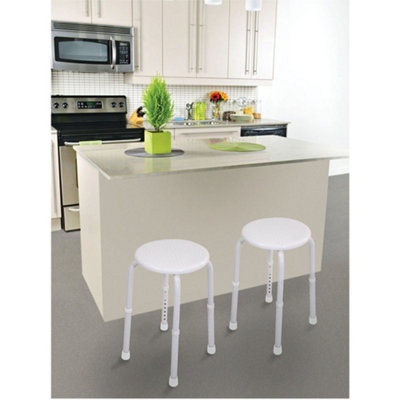 Height Adjustable White Stackable Stool with Rust-Proof Aluminium Frame ...