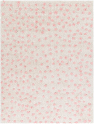 HEKUBA Shaggy Modern Plush Pile Beige/Light/Pink Polka Dot Area Rug 160 x 213 cm