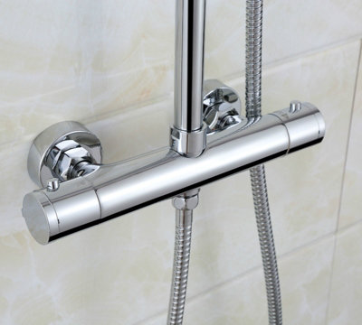 Helen Premier 8" Ultra Thin Round Thermostatic Dual Control Riser Shower Mixer