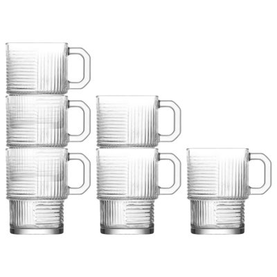 Helen Stacking Glass Coffee Cups - 270ml - Pack of 6