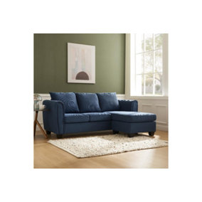Helena 3 Seater Sofa With Chaise, Blue Cord