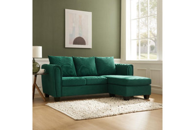Helena 3 Seater Sofa With Chaise, Green Cord