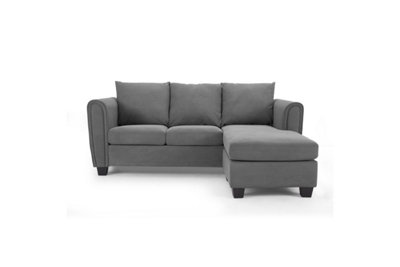 Helena 3 Seater Sofa With Chaise, Grey Cord