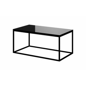 Helio Coffee Table - Elegant Minimalist Design in Black Glass - Chic Cuboid Shape and Sleek Frame Legs - W1100mm x H480mm x D600mm