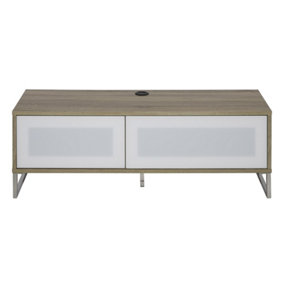 Helium TV-Stand with 1 door and 1 flap in ligth oak / white