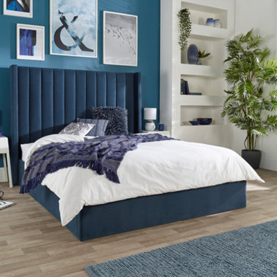 Helix Blue Ottoman Storage Bed Size Double