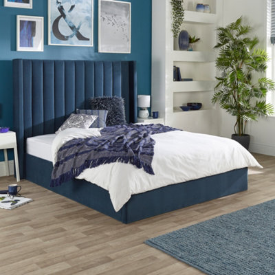 Helix Blue Ottoman Storage Bed, Size King