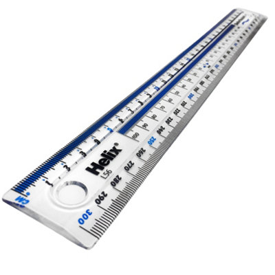 Helix Clear Plastic Ruler Blue/Clear (One Size)