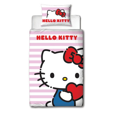 Hello Kitty Single Polycotton Duvet Cover and Pillowcase Set
