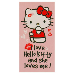 Hello Kitty Velour Towel Baby Pink/White/Black (One Size)