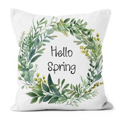 Hello Spring Printed Faux Suede Cushion 30cm x 30cm