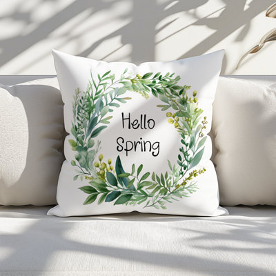 Hello Spring Printed Faux Suede Cushion 45cm x 45cm